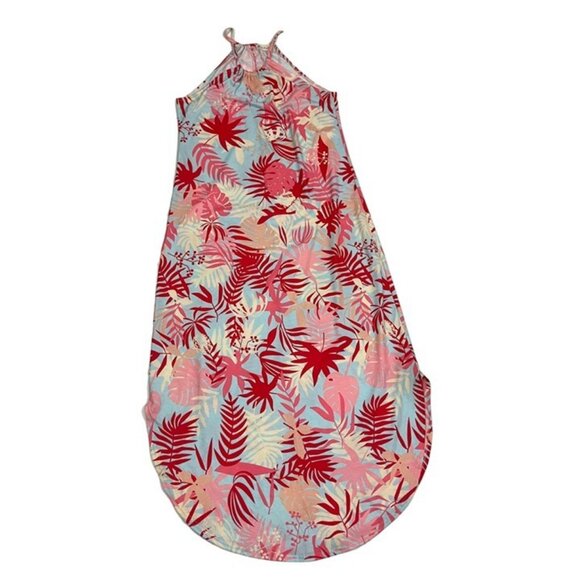 For G and PL dress women's M blue pink tropical Hawaiian print summer casual - Picture 9 of 9